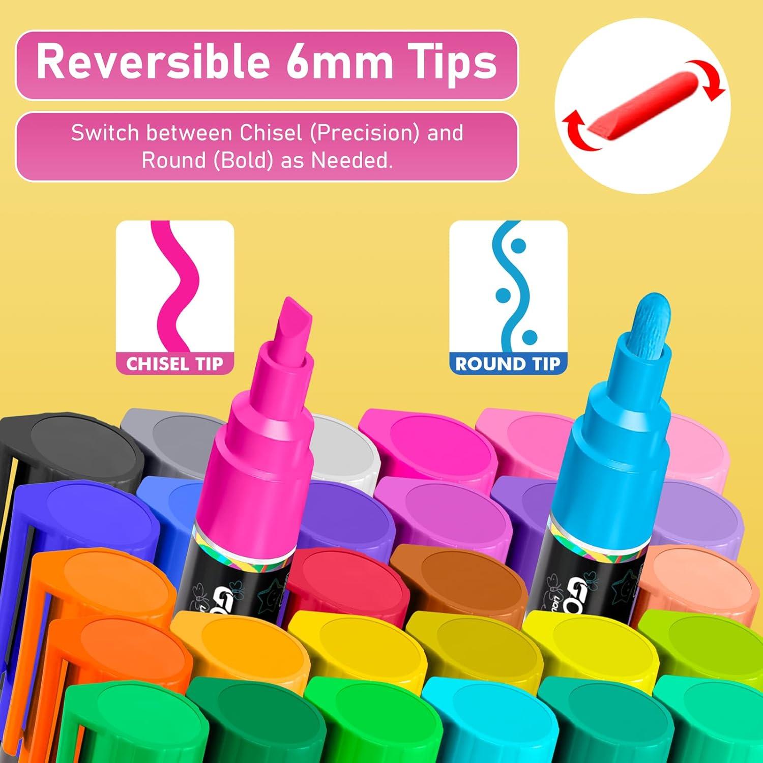 imageGOTIDEAL Chalk Markers 30 Colors Liquid Chalk Markers for Blackboard Chalkboard Calendar Glass Neon Pens Washable Window markers Paint and Drawing for Car Auto BistroMirror Wet Erase Chisel Tip30 Colors