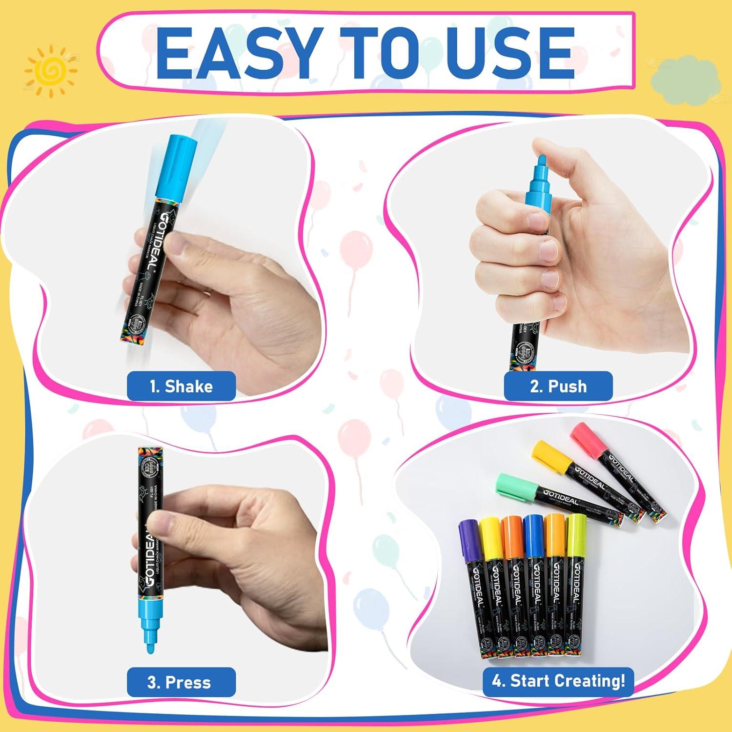 imageGOTIDEAL Chalk Markers 30 Colors Liquid Chalk Markers for Blackboard Chalkboard Calendar Glass Neon Pens Washable Window markers Paint and Drawing for Car Auto BistroMirror Wet Erase Chisel Tip30 Colors