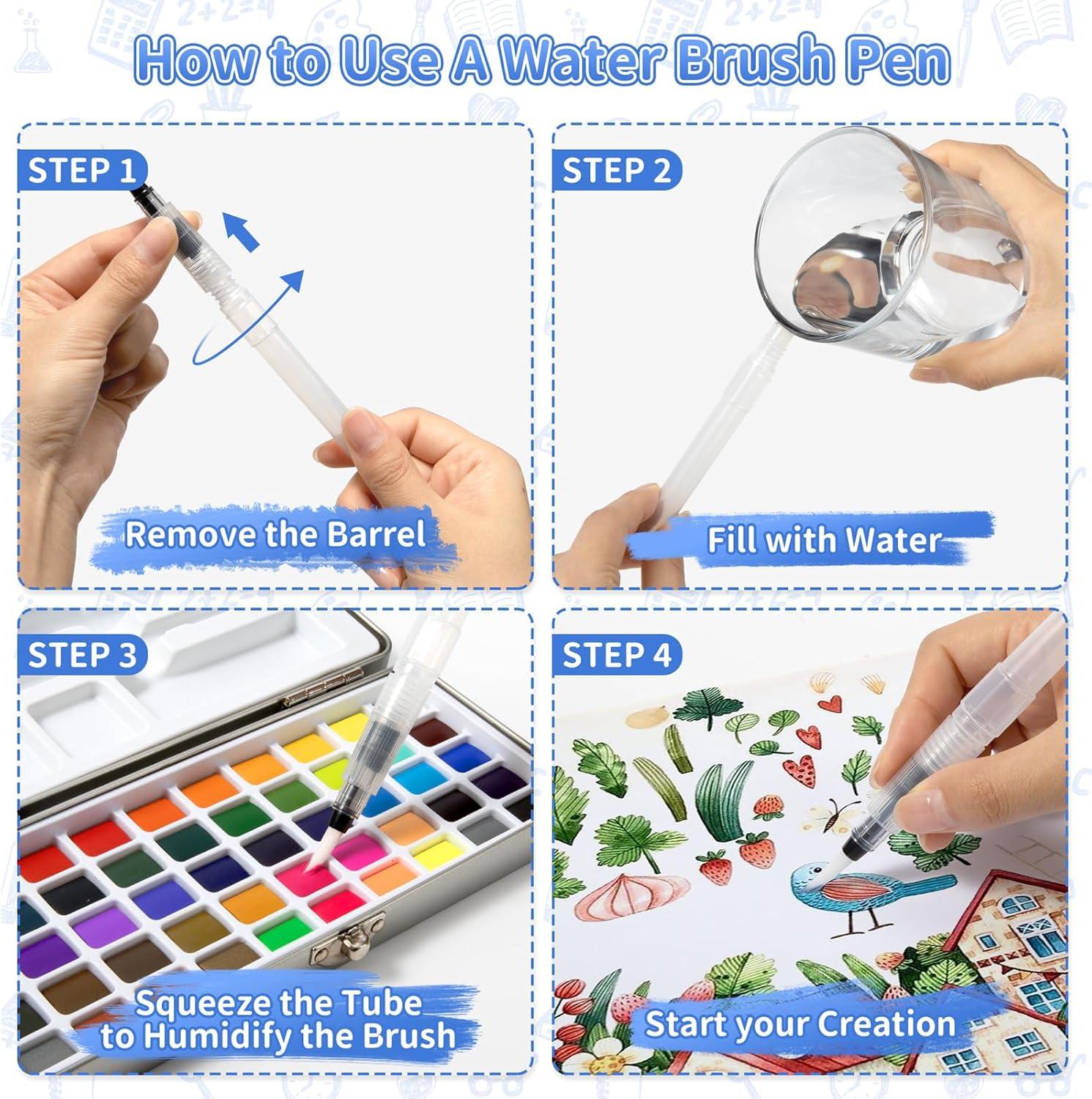 imageGOTIDEAL Watercolor Paint Set 50 Vivid Colors with Portable Carrying Case Perfect Travel Water Colors Paint Adult Set for ArtistsBeginnersProfessionals