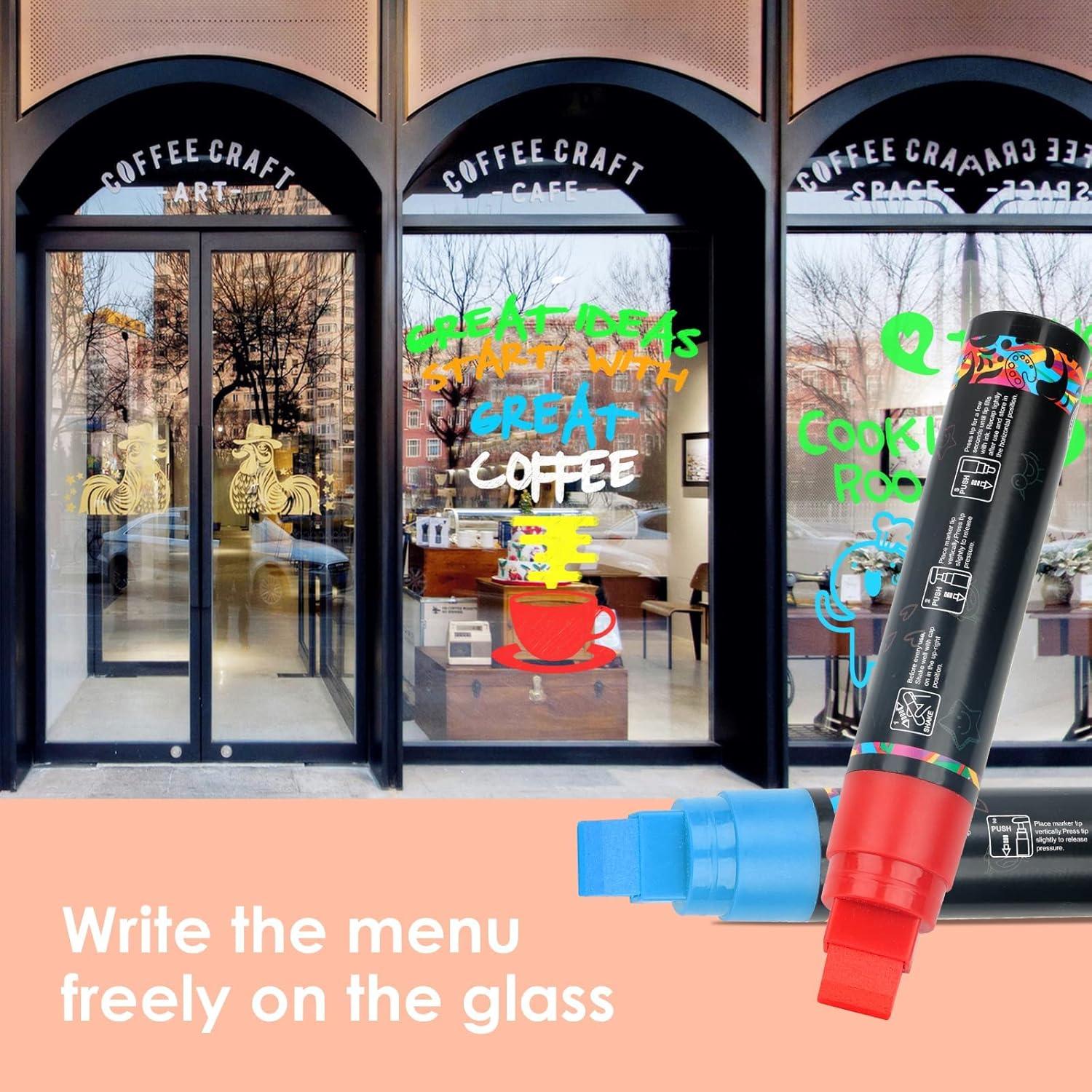 imageGOTIDEAL Window Markers Jumbo Chalk Markers for Blackboard ErasableWashable Car markers for Chalkboard AutoGlassMirrowCalendarThick Tip12 Colors Car Paint Pens With Metallic Colors15mm
