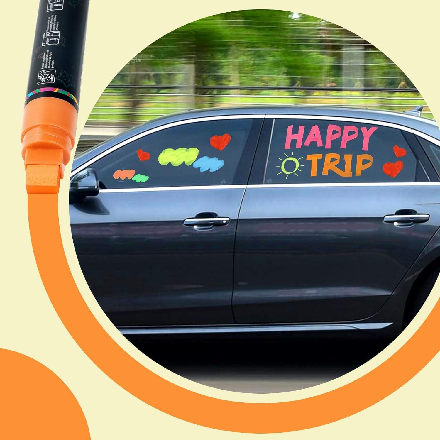 imageGOTIDEAL Window Markers Jumbo Chalk Markers for Blackboard ErasableWashable Car markers for Chalkboard AutoGlassMirrowCalendarThick Tip12 Colors Car Paint Pens With Metallic Colors15mm