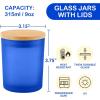 imageGOTIDEAL 12 Pack 9 OZ Frosted Blue Candle Jars With Bamboo Lids for Making Supplies Bulk Empty Containers Tins Small Glass Jars for Soy WaxFrosted Blue