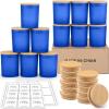 imageGOTIDEAL 12 Pack 9 OZ Frosted Blue Candle Jars With Bamboo Lids for Making Supplies Bulk Empty Containers Tins Small Glass Jars for Soy WaxFrosted Blue