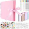 imageGotideal DIY Scrapbook Album Craft Paper Wedding and Anniversary Photo Album Family ScrapbookDIY Accessories and Scrapbooking Supplies40 SheetsYellow 115  85 InchesPink