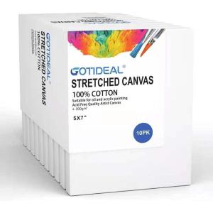 imageGOTIDEAL 10Pcs Black Stretched Canvases for Painting Multi Pack 4x4quot 5x7quot 8x10quot9x12quot 11x14quot Set of 10 Primed 100 Cotton Artist Blank Canvas Boards for Painting Acrylic Pouring Oil Paint ArtWhite