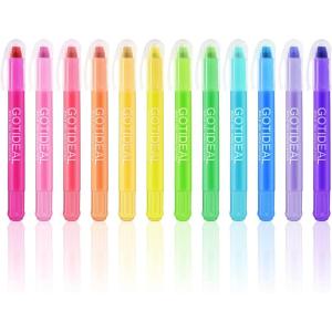 imageGOTIDEAL Bible Highlighters 12 Pack Assorted Colors Gel Highlighters Pens Set Wax Bible Markers for Study Journaling School Book Supplies