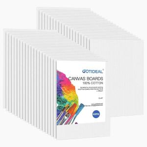 imageGOTIDEAL Bulk Canvas Boards for Painting 8x10quot inch Value Pack of 40 Gesso Primed Canvases for Painting  100 Cotton Art Supplies Canvas for Acrylic Paint Pouring Oil Paint12x16 inch