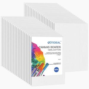 imageGOTIDEAL Bulk Canvas Boards for Painting 8x10quot inch Value Pack of 40 Gesso Primed Canvases for Painting  100 Cotton Art Supplies Canvas for Acrylic Paint Pouring Oil Paint9x12 inch