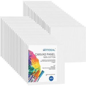 imageGOTIDEAL Bulk Canvas Boards for Painting 8x10quot inch Value Pack of 40 Gesso Primed Canvases for Painting  100 Cotton Art Supplies Canvas for Acrylic Paint Pouring Oil Paint4x4 inch