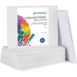 imageGOTIDEAL Canvas Boards for Painting 8x10 inch Set of 24 Gesso Primed White Canvases for Painting  100 Cotton Art Supplies Canvas for Acrylic Paint Pouring Oil Paint8x10 inch