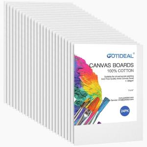 imageGOTIDEAL Canvas Boards for Painting 8x10 inch Set of 24 Gesso Primed White Canvases for Painting  100 Cotton Art Supplies Canvas for Acrylic Paint Pouring Oil Paint11x14 inch