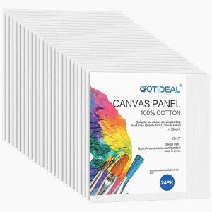 imageGOTIDEAL Canvas Boards for Painting 8x10 inch Set of 24 Gesso Primed White Canvases for Painting  100 Cotton Art Supplies Canvas for Acrylic Paint Pouring Oil Paint12x12 inch