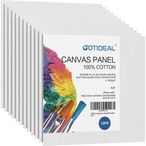 imageGOTIDEAL Canvases for Painting 6x8 inch of 24 Professional Primed White Blank Flat Canvas Panels 100 Cotton Artist Canvas Boards for Acrylics Painting Oil Watercolor Tempera8x8