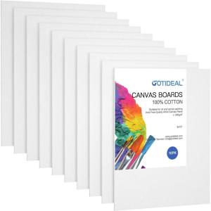 imageGOTIDEAL Canvases for Painting 6x8 inch of 24 Professional Primed White Blank Flat Canvas Panels 100 Cotton Artist Canvas Boards for Acrylics Painting Oil Watercolor Tempera8x10