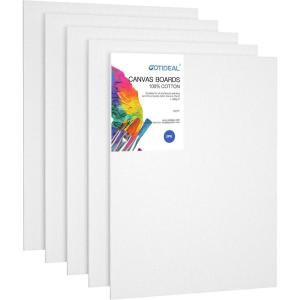 imageGOTIDEAL Canvases for Painting 6x8 inch of 24 Professional Primed White Blank Flat Canvas Panels 100 Cotton Artist Canvas Boards for Acrylics Painting Oil Watercolor Tempera16x20