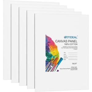 imageGOTIDEAL Canvases for Painting 6x8 inch of 24 Professional Primed White Blank Flat Canvas Panels 100 Cotton Artist Canvas Boards for Acrylics Painting Oil Watercolor Tempera18x24