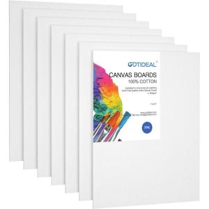 imageGOTIDEAL Canvases for Painting 6x8 inch of 24 Professional Primed White Blank Flat Canvas Panels 100 Cotton Artist Canvas Boards for Acrylics Painting Oil Watercolor Tempera11x14