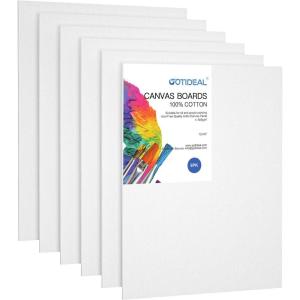 imageGOTIDEAL Canvases for Painting 6x8 inch of 24 Professional Primed White Blank Flat Canvas Panels 100 Cotton Artist Canvas Boards for Acrylics Painting Oil Watercolor Tempera12x16