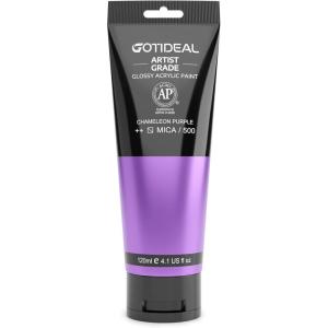 imageGOTIDEAL Craft Acrylic Paint Set8 Primary Colors120ml4 oz Rich Pigments NonToxic Washable Professional Paint for Pouring on Canvas Rocks Ceramic Fabric Leather Ideal for Artist AdultsChameleon Purple