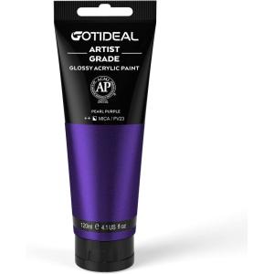 imageGOTIDEAL Craft Acrylic Paint Set8 Primary Colors120ml4 oz Rich Pigments NonToxic Washable Professional Paint for Pouring on Canvas Rocks Ceramic Fabric Leather Ideal for Artist AdultsPearl Purple