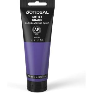 imageGOTIDEAL Craft Acrylic Paint Set8 Primary Colors120ml4 oz Rich Pigments NonToxic Washable Professional Paint for Pouring on Canvas Rocks Ceramic Fabric Leather Ideal for Artist AdultsViolet