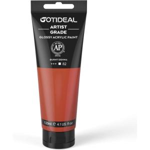 imageGOTIDEAL Craft Acrylic Paint Set8 Primary Colors120ml4 oz Rich Pigments NonToxic Washable Professional Paint for Pouring on Canvas Rocks Ceramic Fabric Leather Ideal for Artist AdultsBurnt Sienna