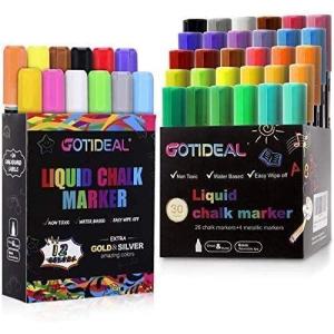 imageGOTIDEAL Liquid Chalk Markers Bundle 30 Colors and 12 Colors