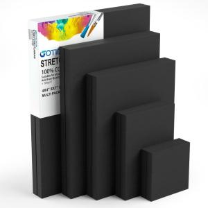 imageGOTIDEAL Stretched Canvas 5x7 Inch Set of 10 Primed White  100 Cotton Artist Canvas Boards for Painting Acrylic Pouring Oil Paint Dry ampamp Wet Art MediaBlack