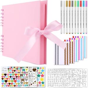imageGotideal DIY Scrapbook Album Craft Paper Wedding and Anniversary Photo Album Family ScrapbookDIY Accessories and Scrapbooking Supplies40 SheetsYellow 115  85 InchesPink