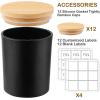 imageGOTIDEAL 12 Pack 6 OZ Frosted Black Candle Jars with Bamboo Lids for Making Candles Supplies Bulk Empty Candle Containers Tins Small Glass Jars for Candle Soy Wax