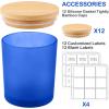 imageGOTIDEAL 12 Pack 6 OZ Frosted Blue Candle Jars With Bamboo Lids for Making Supplies Bulk Empty Containers Tins Small Glass Jars for Soy Wax