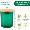 imageGOTIDEAL 12 Pack 6oz220ml Frosted Green Candle Jars with Bamboo Lids for Making Candles Supplies Bulk Empty Candle Containers Tins Small Glass Jars for Candle Soy Wax