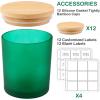 imageGOTIDEAL 12 Pack 6oz220ml Frosted Green Candle Jars with Bamboo Lids for Making Candles Supplies Bulk Empty Candle Containers Tins Small Glass Jars for Candle Soy Wax