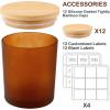 imageGOTIDEAL 12 Pack 9 OZ Frosted Amber Candle Jars with Bamboo Lids for Making Supplies Bulk Empty Containers Tins Small Glass Jars for Soy Wax