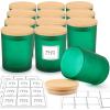 imageGOTIDEAL 12 Pack 9 OZ Frosted Green Candle Jars With Bamboo Lids for Making Supplies Bulk Empty Containers Tins Small Glass Jars for Soy Wax