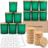 imageGOTIDEAL 12 Pack 6oz220ml Frosted Green Candle Jars with Bamboo Lids for Making Candles Supplies Bulk Empty Candle Containers Tins Small Glass Jars for Candle Soy Wax