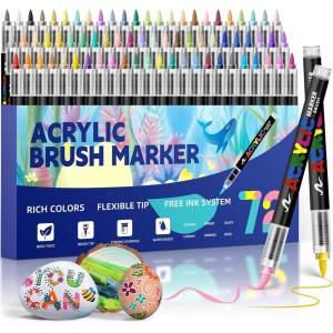 imageGOTIDEAL Acrylic Paint Markers Brush TipWaterproof Paint Pens acrylic MarkersNo Bleed Acrylic Brush markers for FabricWoodRocksCanvas PaintingGlassCeramicArt Craft Supplies24 Colors72 Colors