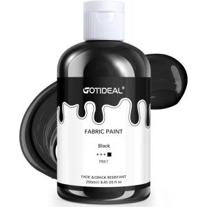 image:imageGOTIDEAL Black Fabric Paint for clothes permanent 845 oz 250 ml Fabric Paint forfurniture upholsteryDIY Tshirts Jeans Crafts Refreshblack