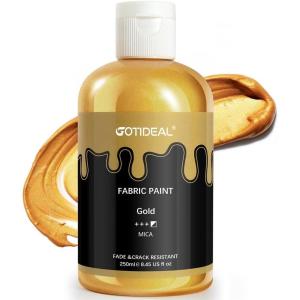 image:imageGOTIDEAL Black Fabric Paint for clothes permanent 845 oz 250 ml Fabric Paint forfurniture upholsteryDIY Tshirts Jeans Crafts Refreshgold