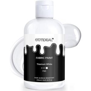 image:imageGOTIDEAL Black Fabric Paint for clothes permanent 845 oz 250 ml Fabric Paint forfurniture upholsteryDIY Tshirts Jeans Crafts Refreshwhite