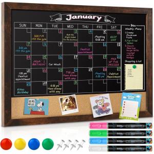 image:imageGotideal Chalkboard Calendar 24 x 18 Chalk Board Calendar for Wall Magnetic Chalkboard FramedWall MountedBlackboard for OfficeKitchenSchoolHome